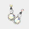 Fashnzfab Crystal Round Rhinestone Pave Drop Evening Earrings - Ab, Black In Multi