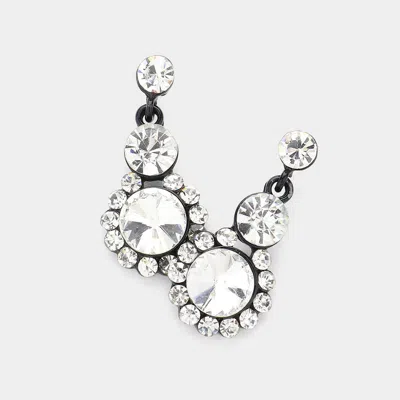 Fashnzfab Crystal Round Rhinestone Pave Drop Evening Earrings In Silver