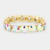 Fashnzfab Crystal Round Stretch Evening Bracelet Ab, Gold In Multi