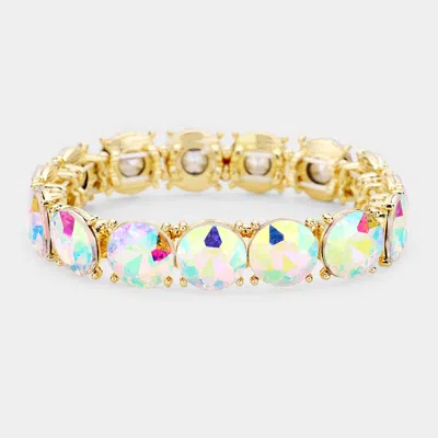 Fashnzfab Crystal Round Stretch Evening Bracelet Ab, Gold In Multi
