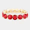 Fashnzfab Crystal Round Stretch Evening Bracelet Gold, Red In Multi
