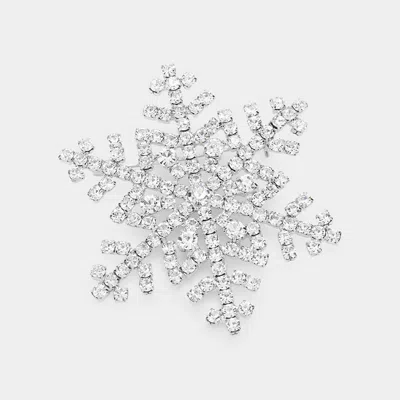 Fashnzfab Crystal Snowflake Pin Brooch In Metallic