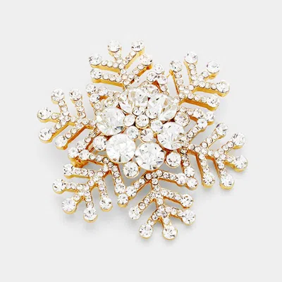 Fashnzfab Crystal Snowflake Pin Brooch In Multi