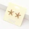 Fashnzfab Crystal Starfish Stud Earrings In Gold