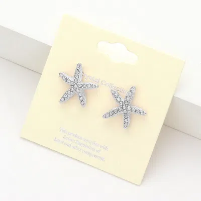 Fashnzfab Crystal Starfish Stud Earrings In Multi