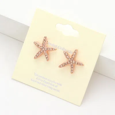 Fashnzfab Crystal Starfish Stud Earrings In Multi