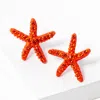 Fashnzfab Crystal Starfish Stud Earrings In Orange