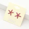 Fashnzfab Crystal Starfish Stud Earrings In Pink