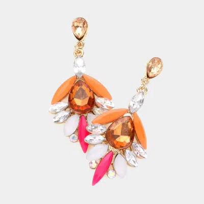 Fashnzfab Crystal Statement Earrings - Fuchsia In Pink