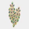 Fashnzfab Crystal Stone Leaf Cluster Marquise Evening Earrings - Green Gold In Green