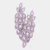 Fashnzfab Crystal Stone Leaf Cluster Marquise Evening Earrings - Lavender In Purple