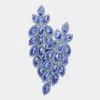 Fashnzfab Crystal Stone Leaf Cluster Marquise Evening Earrings - Light Blue In Blue
