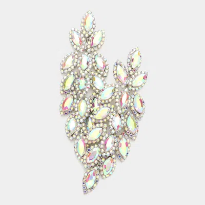 Fashnzfab Crystal Stone Leaf Cluster Marquise Evening Earrings In Green