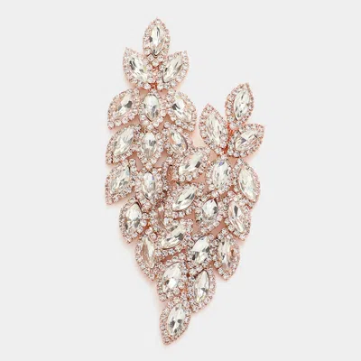 Fashnzfab Crystal Stone Leaf Cluster Marquise Evening Earrings In Multi