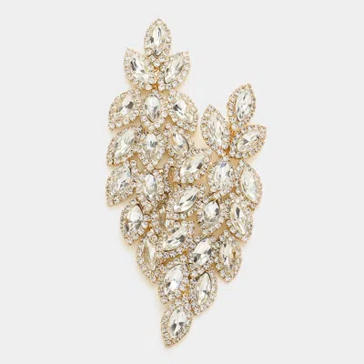 Fashnzfab Crystal Stone Leaf Cluster Marquise Evening Earrings In Multi
