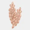 Fashnzfab Crystal Stone Leaf Cluster Marquise Evening Earrings In Pink