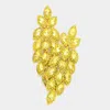 Fashnzfab Crystal Stone Leaf Cluster Marquise Evening Earrings In Yellow