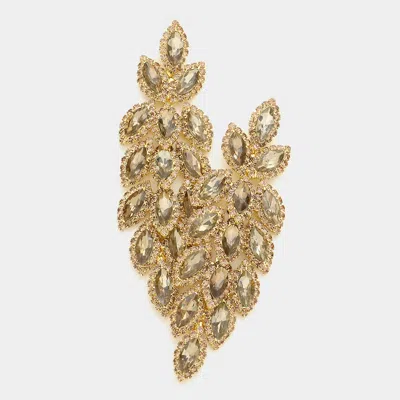 Fashnzfab Crystal Stone Leaf Cluster Marquise Evening Earrings In Yellow