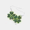 Fashnzfab Crystal Stone Paved Clover Dangle Earrings - Emerald In Green