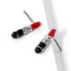 Fashnzfab Crystal Stone Paved Enamel Lipstick Stud Earrings In Multi