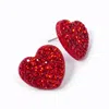 Fashnzfab Crystal Stone Paved Heart Stud Earrings In Multi
