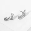 Fashnzfab Crystal Stone Paved Music Note Stud Earrings In Multi