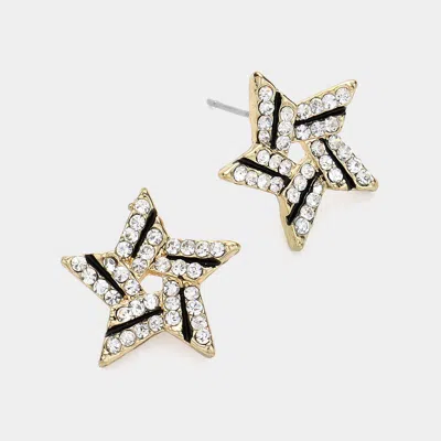 Fashnzfab Crystal Stone Paved Star Stud Earrings In Silver