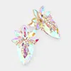 Fashnzfab Crystal Teardrop Accented Clip On Earrings - Ab, Gold In Multi