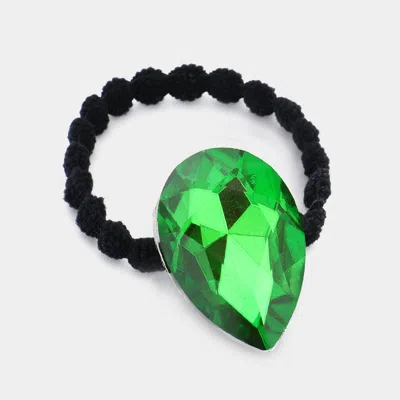 Fashnzfab Crystal Teardrop Accented Stretch Hair Band In Green