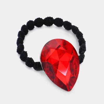 Fashnzfab Crystal Teardrop Accented Stretch Hair Band In Red