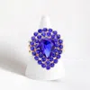 Fashnzfab Crystal Teardrop Centered Bubble Cluster Stretch Ring In Multi