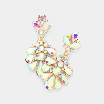 Fashnzfab Crystal Teardrop Cluster Evening Earrings In Multi