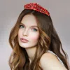 Fashnzfab Crystal Teardrop Cluster Pageant Queen Tiara In Red