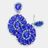 Fashnzfab Crystal Teardrop Cluster Statement Clip On Earrings In Blue
