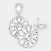 Fashnzfab Crystal Teardrop Cluster Statement Clip On Earrings In Multi