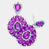 Fashnzfab Crystal Teardrop Cluster Statement Clip On Earrings In Purple