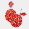 Fashnzfab Crystal Teardrop Cluster Statement Clip On Earrings In Red