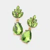 Fashnzfab Crystal Teardrop Cluster Vine Evening Earrings In Green