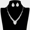 Fashnzfab Crystal Teardrop Drop Rhinestone Necklace In Silver