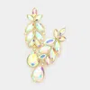 Fashnzfab Crystal Teardrop Leaf Dangle Evening Earrings In Multi