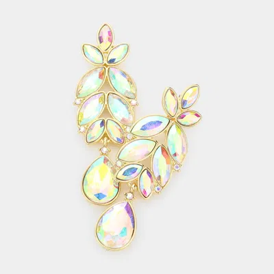 Fashnzfab Crystal Teardrop Leaf Dangle Evening Earrings In Pink
