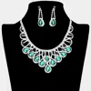 Fashnzfab Crystal Teardrop Rhinestone Pave Evening Necklace In Gold