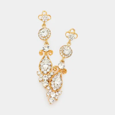 Fashnzfab Crystal Vine Dangle Earrings In Gold