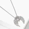 Fashnzfab Crystal Wing Heart Bead Pendant Necklace In Multi