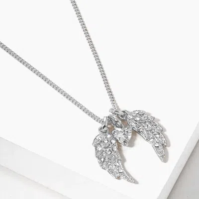 Fashnzfab Crystal Wing Heart Bead Pendant Necklace In Multi
