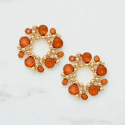 Fashnzfab Crystal Wreath Stud Earrings In Gold