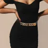 Fashnzfab Cuban Chai Link Buckle Accented Elastic Belt In Gold