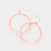 Fashnzfab Cube Bead Trimmed Open Circle Dangle Earrings - Pink In Pink