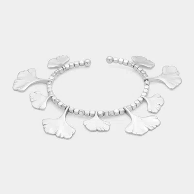 Fashnzfab Cube Beaded Ginkgo Strand Bracelet Rhodium In Silver