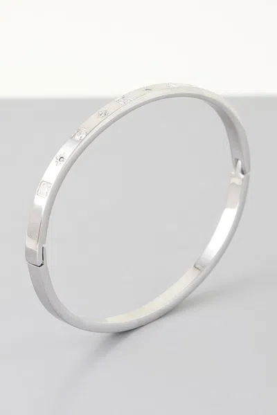 Fashnzfab Cubic Star Embedded Cuff Bracelet In Silver